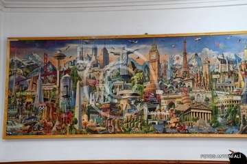 Presentanción en la sede del colectivo vecinal de Jiámar del puzzle más grande del mundo, montado por Tomás Torres/Antonio Alí.